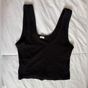 Garage Black Ribbed Crop Tank